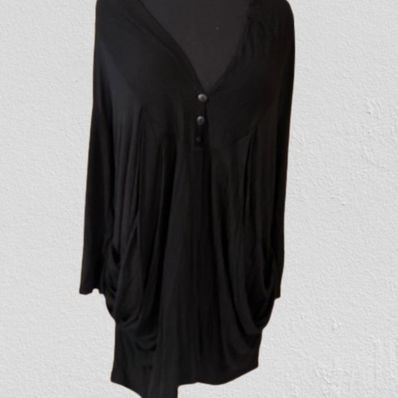 Emerald USA Tops - Black Button Closure Cardigan